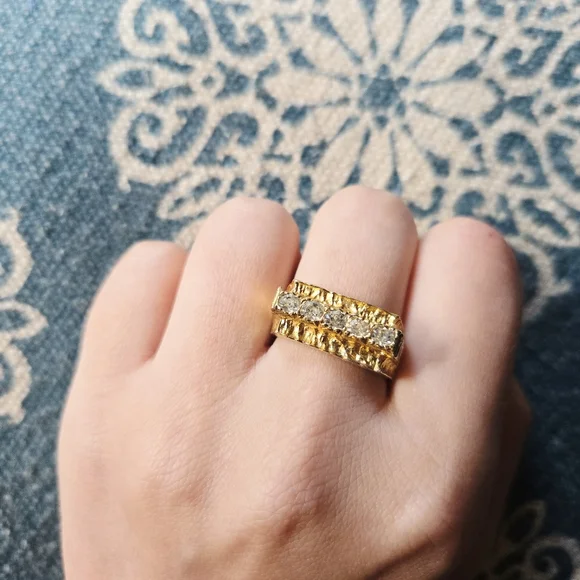 Vintage Gold Vermeil Square Rhinestone Ring, size 7.75 - Picture 3 of 8